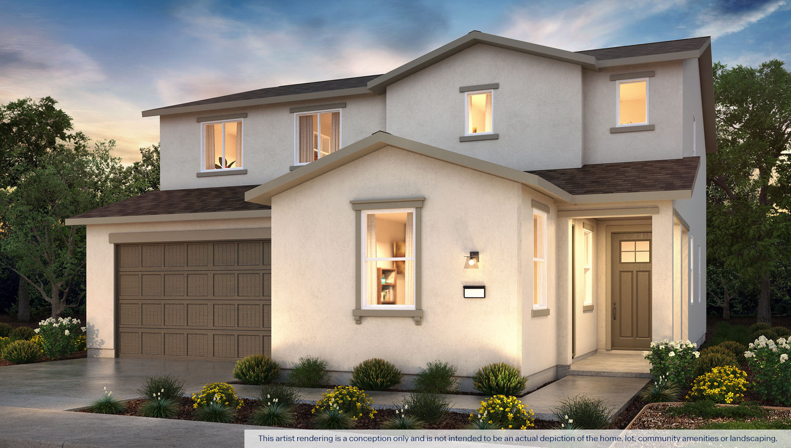 Exterior rendering of two story Americana style home