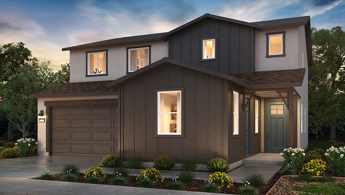 Exterior rendering of two story farmhouse style home