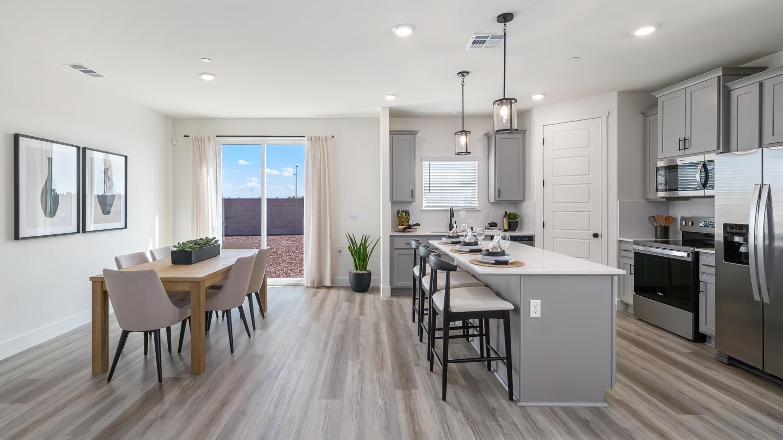 Open concept living and dining room