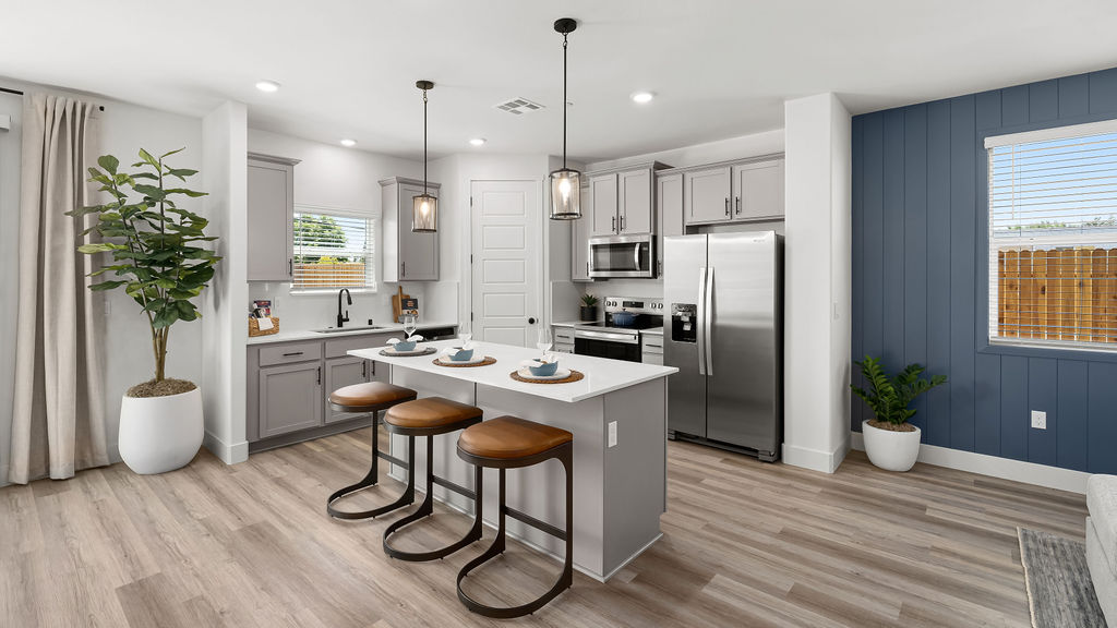 kitchen with island and stainless steel appliances