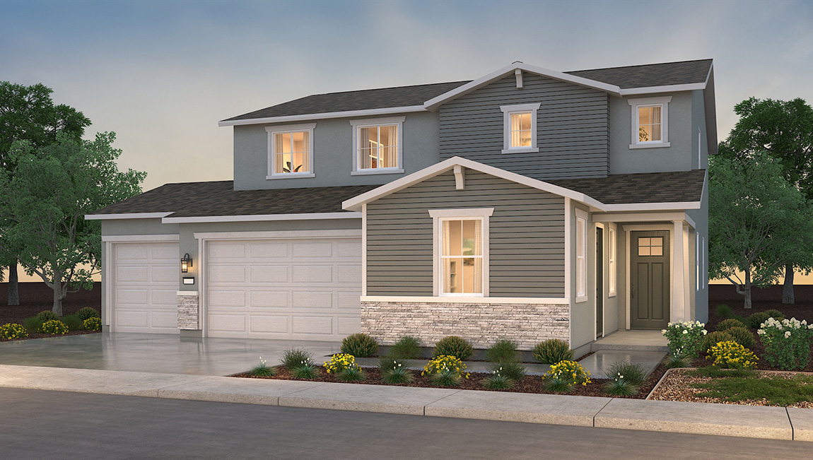 Exterior rendering of two story Craftsman style home