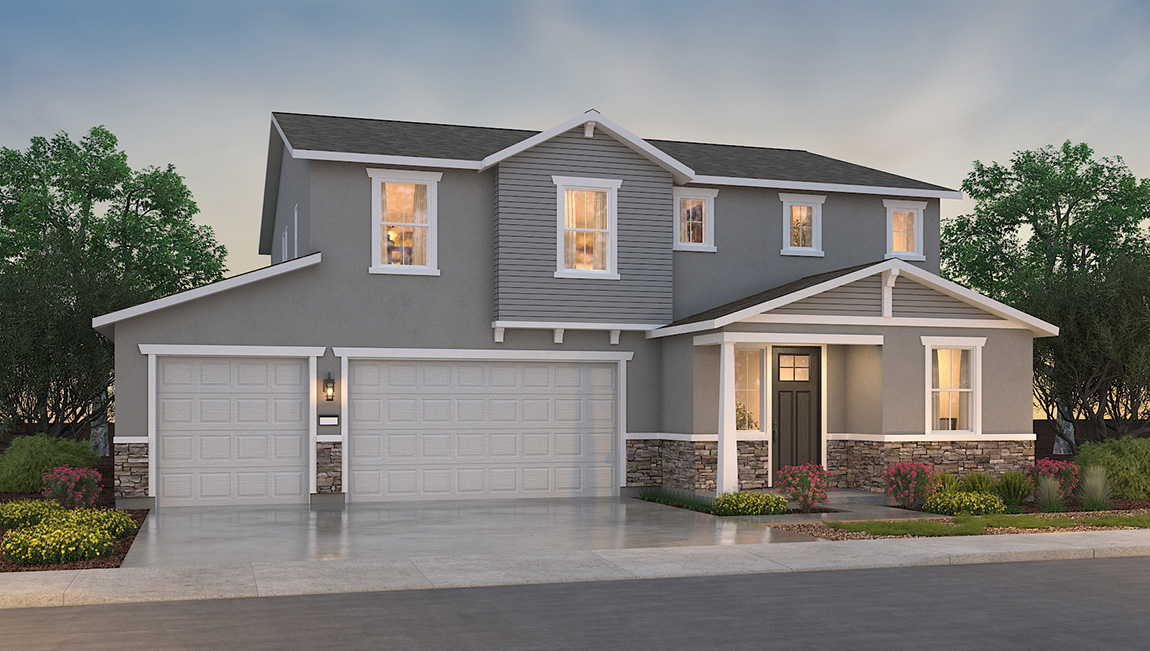 Exterior rendering of two story Craftsman style home