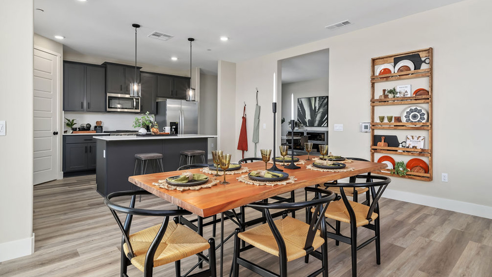open concept kitchen and dining room
