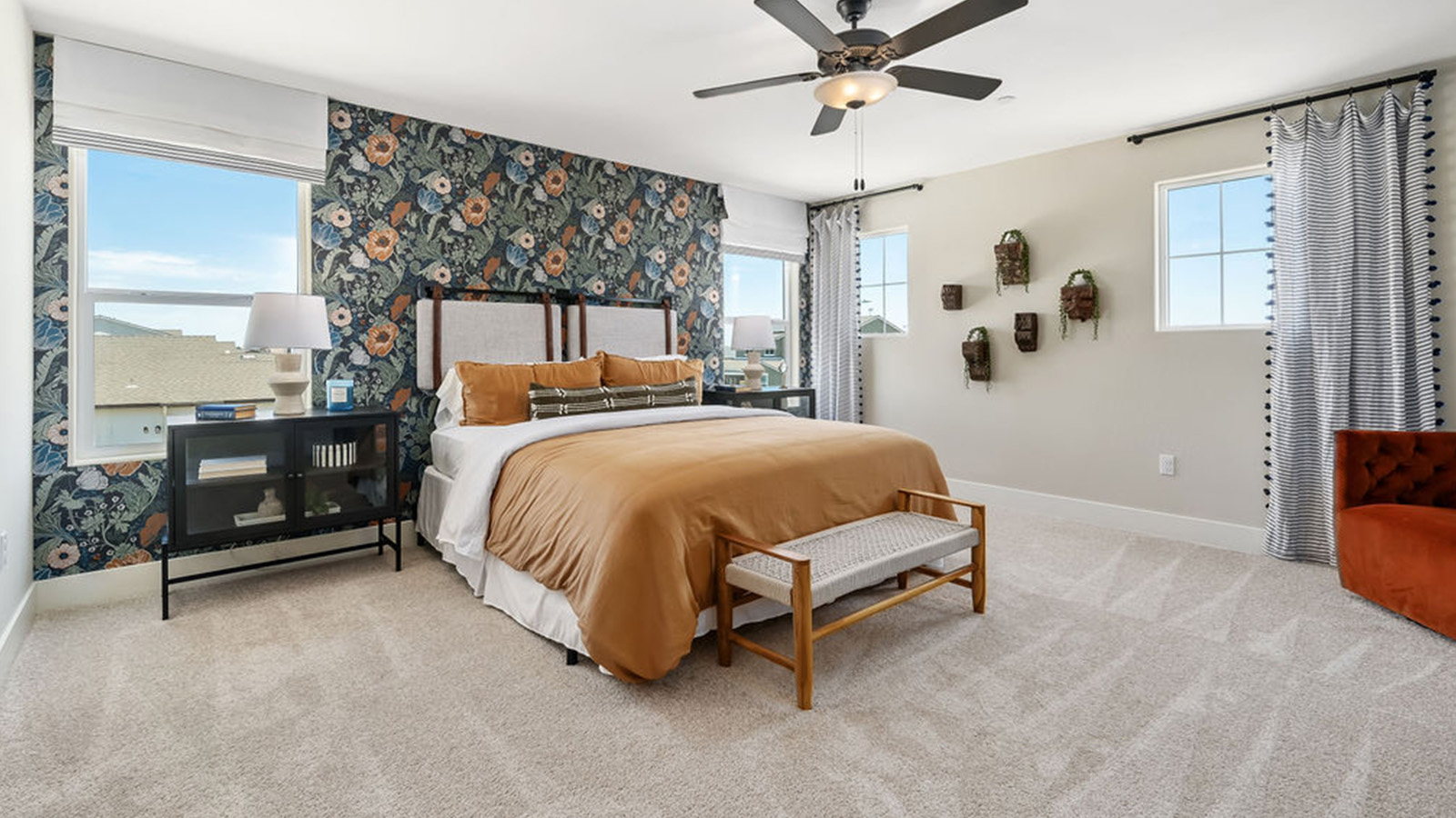 Primary bedroom with king sized bed