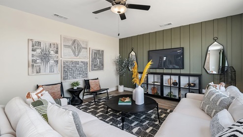living room of the wren model home