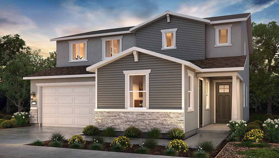 Exterior rendering of two story Craftsman style home