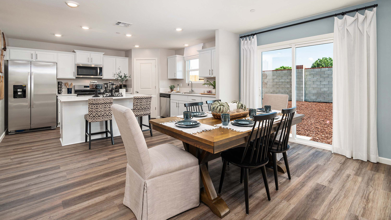 open concept kitchen and dining room