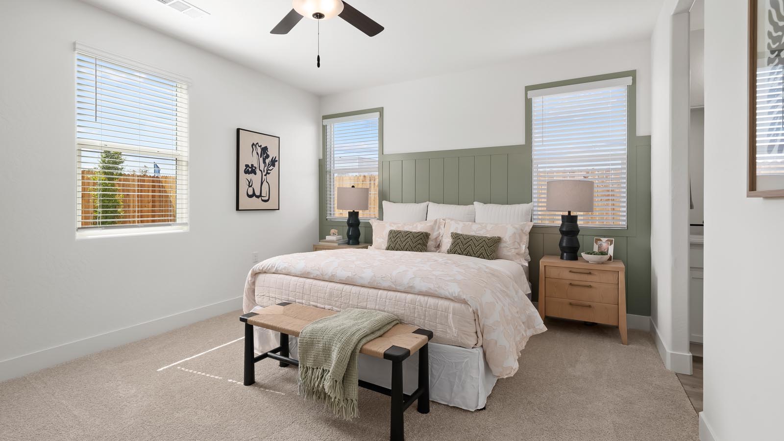 primary bedroom with king sized bed