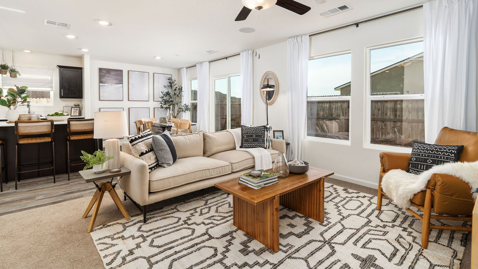 living room and dining