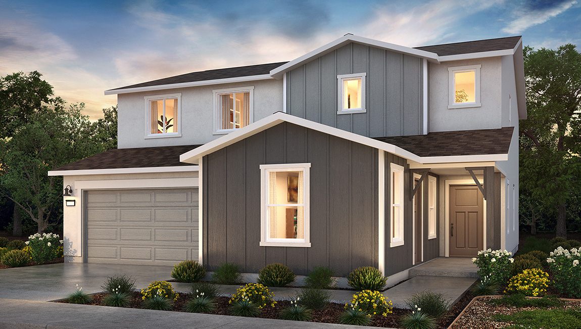 Exterior rendering of two story farmhouse style home
