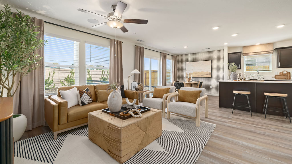 Living room with grey sectional.