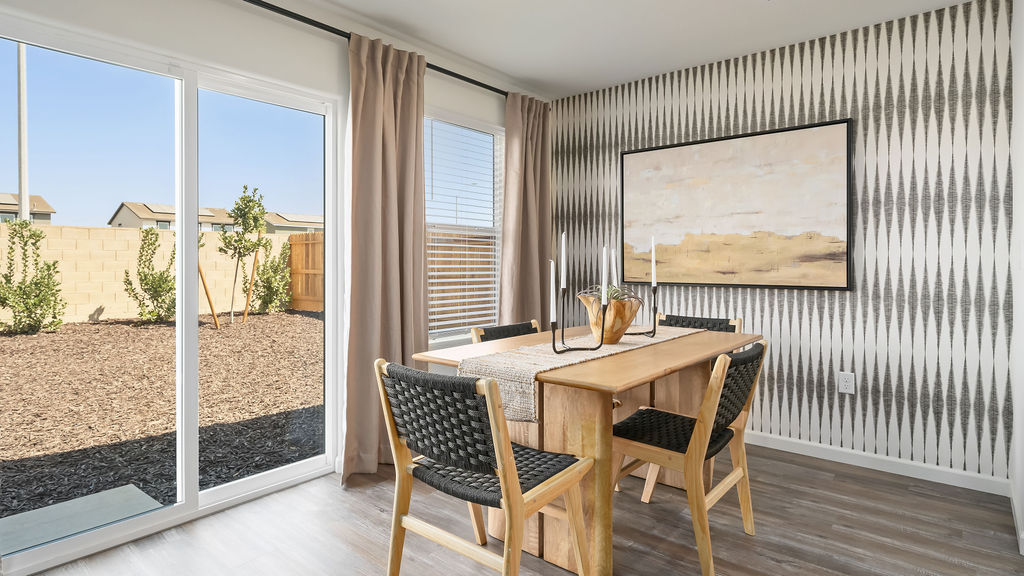 Dining area with dining table.