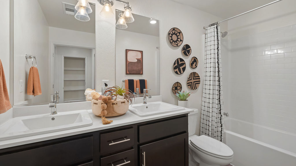 Primary bathroom with a double sink.