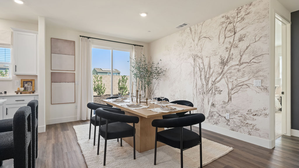 Dining area with wood dining table.