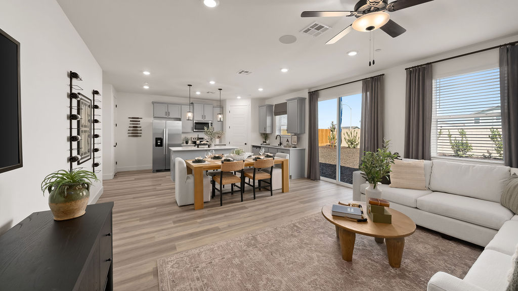 living room and dining table.