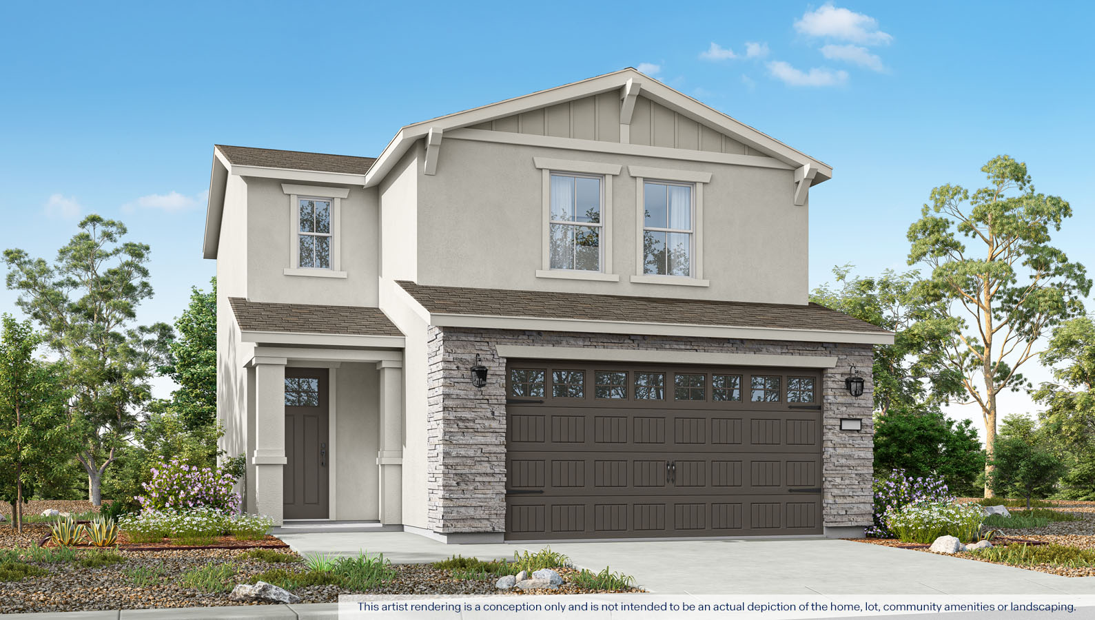 Exterior cottage-style rendering of the two-story Ashford plan