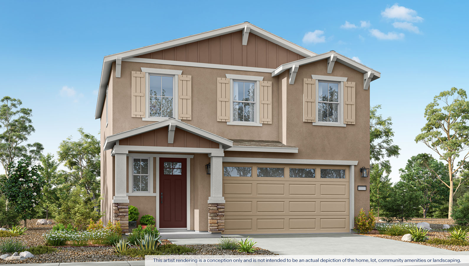 Exterior craftsman-style rendering of the two-story Devon plan