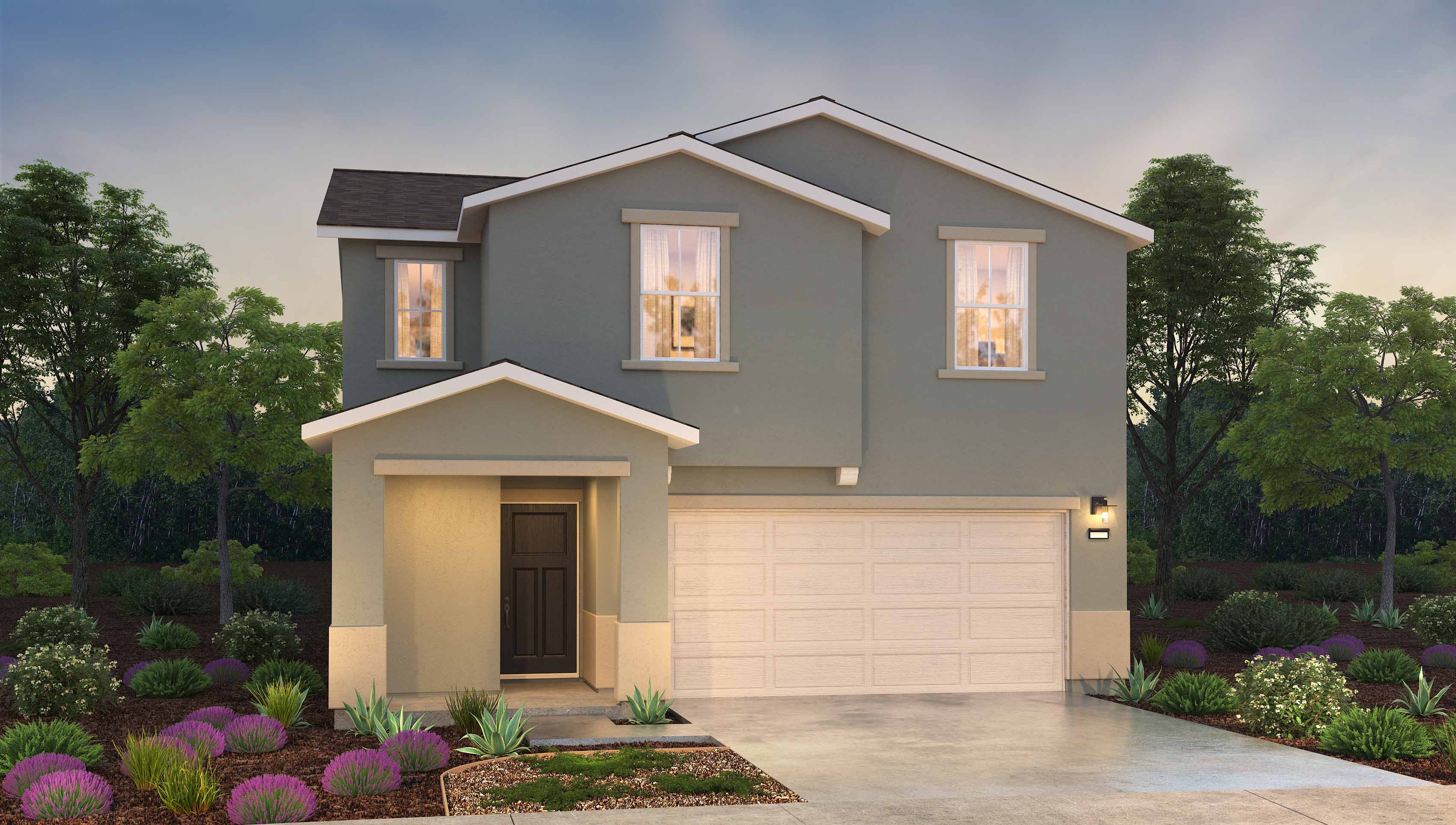 Exterior rendering of two story Americana style home