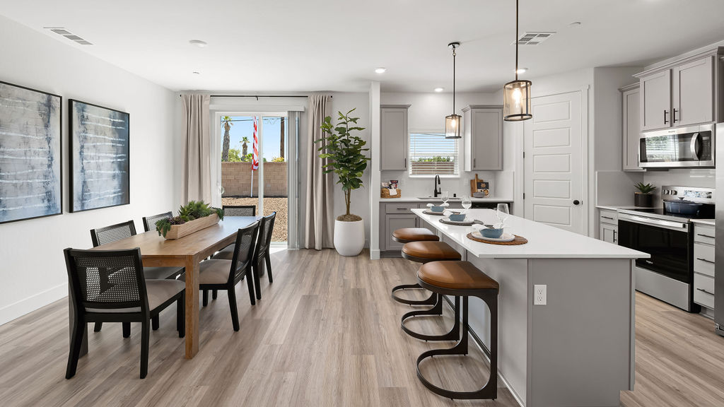 kitchen and dining room.
