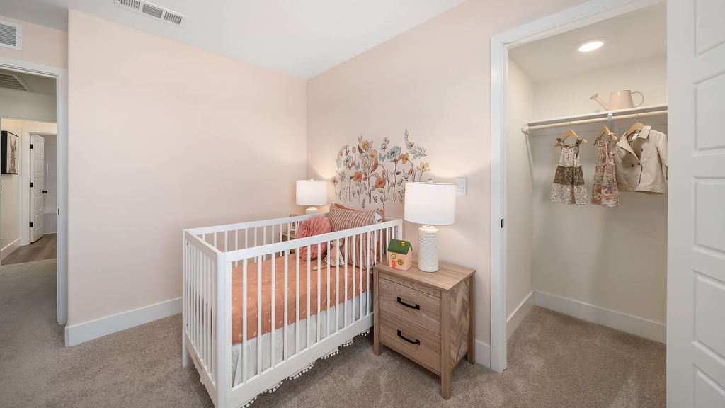 nursery with a white crib.