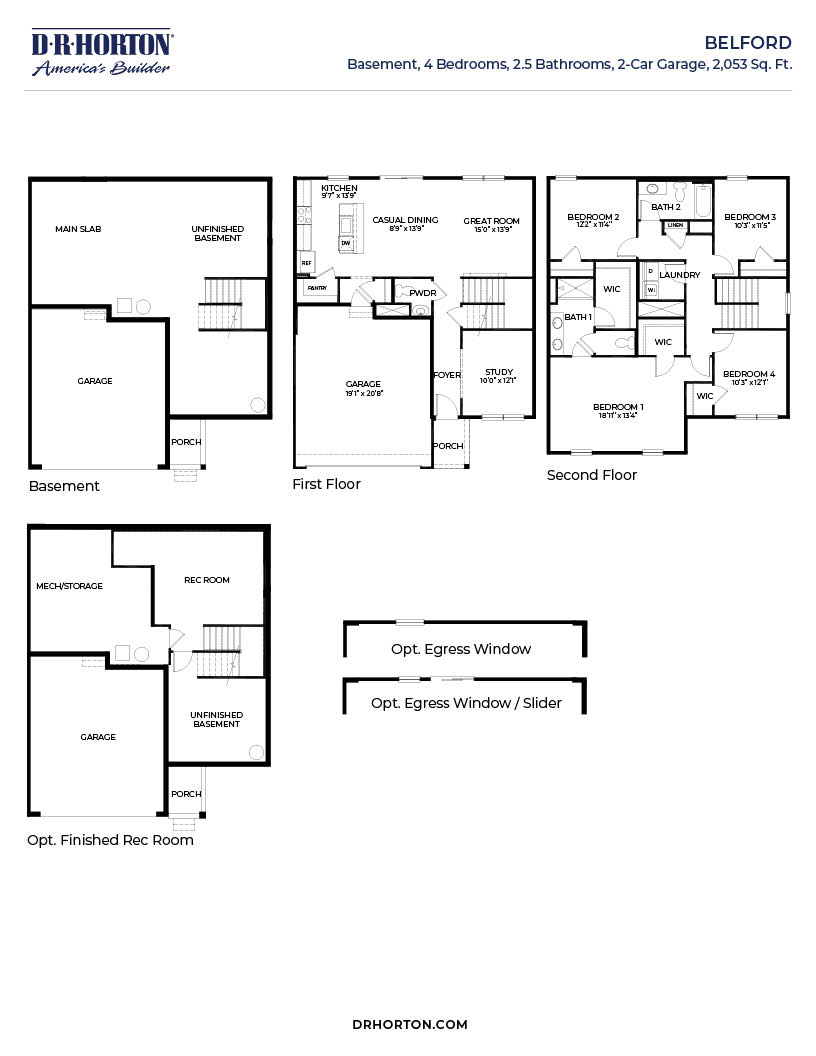 Floor Plan in Hidden Springs Connoquenessing Borough, PA D.R. Horton