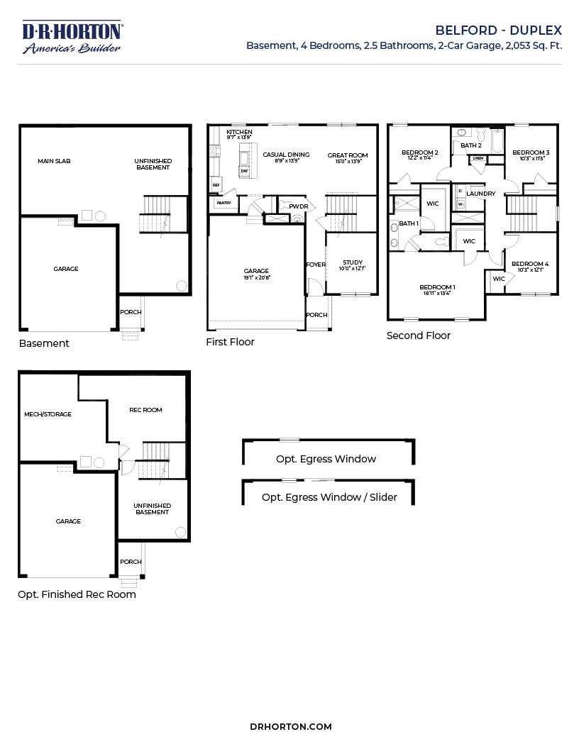 Floor Plan in Hidden Springs Connoquenessing Borough, PA D.R. Horton