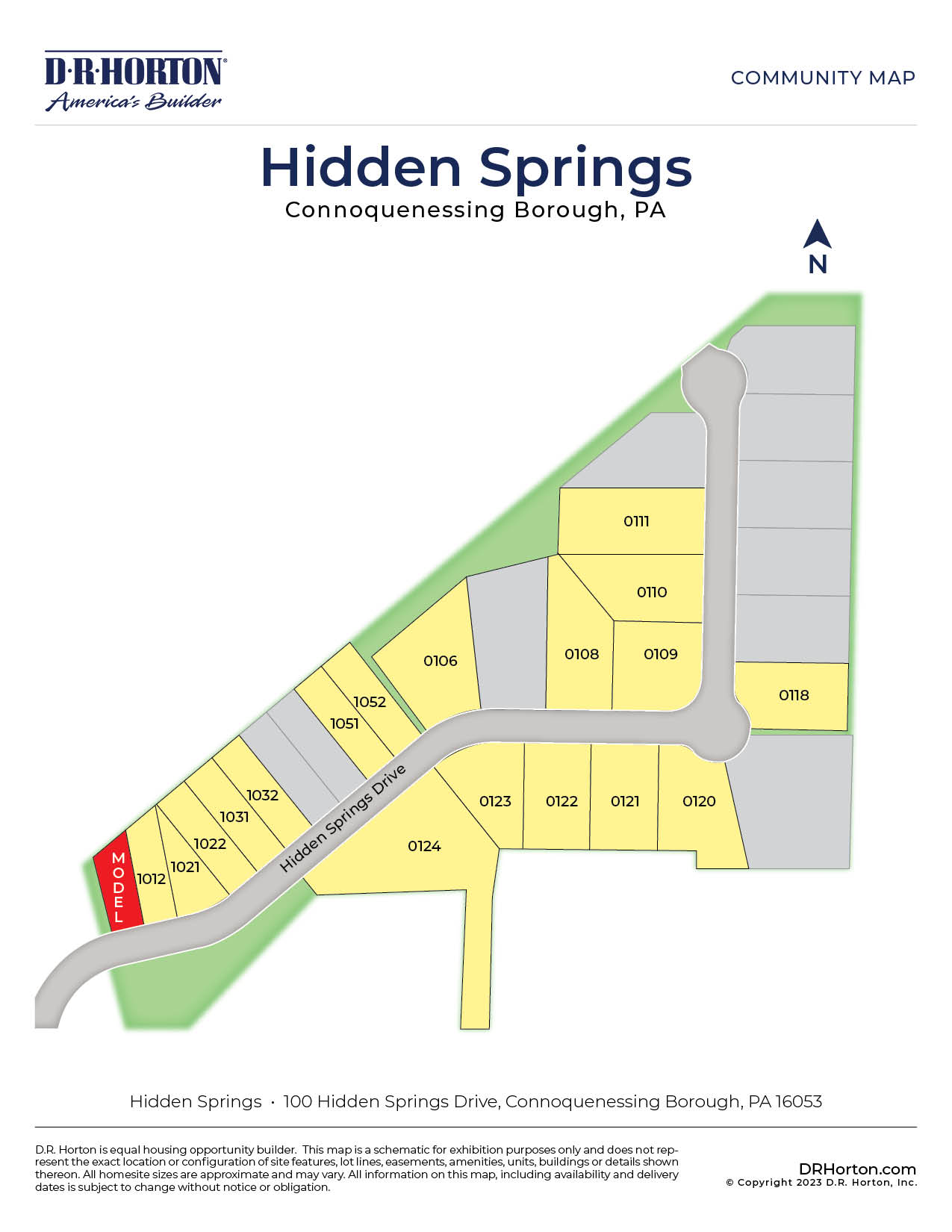 New Homes in Hidden Springs Connoquenessing Borough, PA D.R. Horton