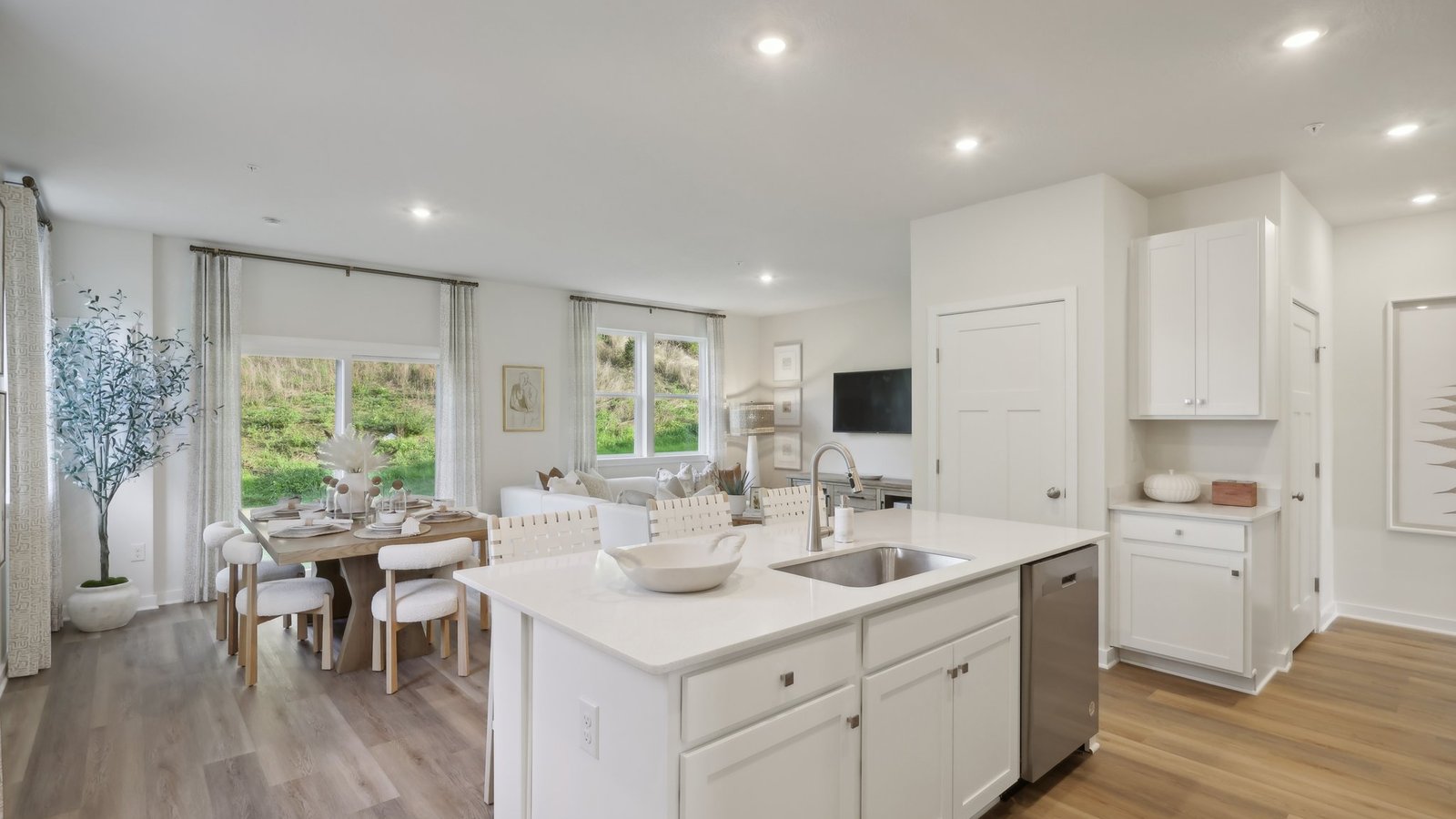 Kitchen into dining area