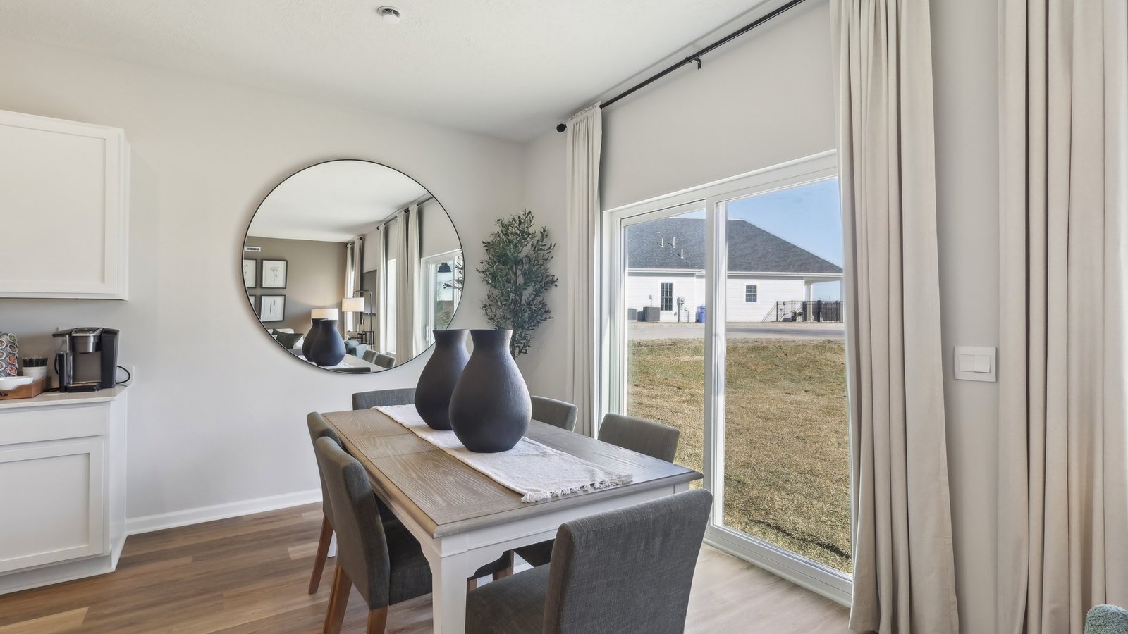 Dining area with sliding glass door