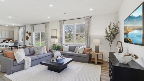 Galen main level living room with large windows