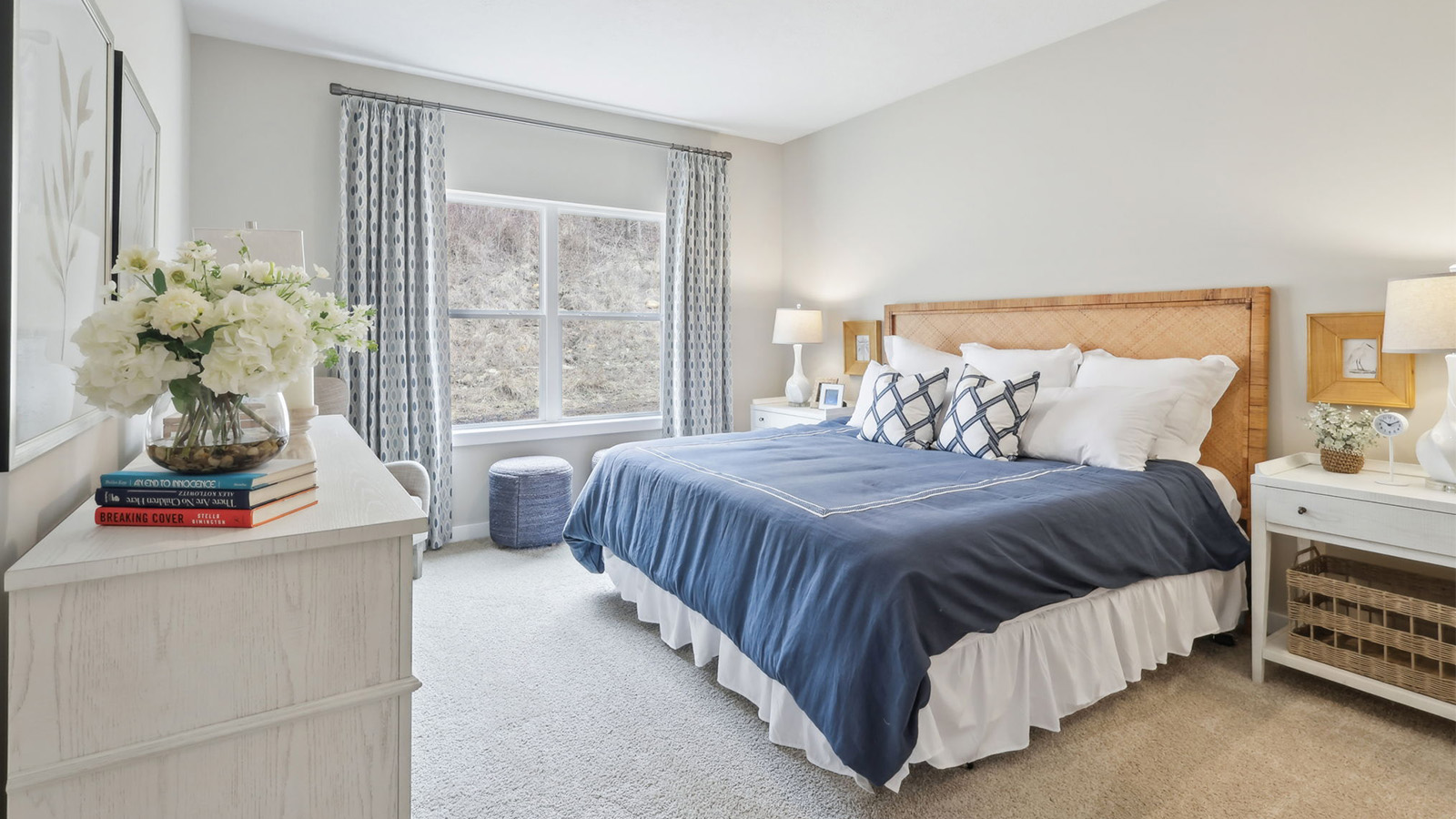 primary bedroom with large windows