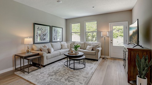 living room with two large windows