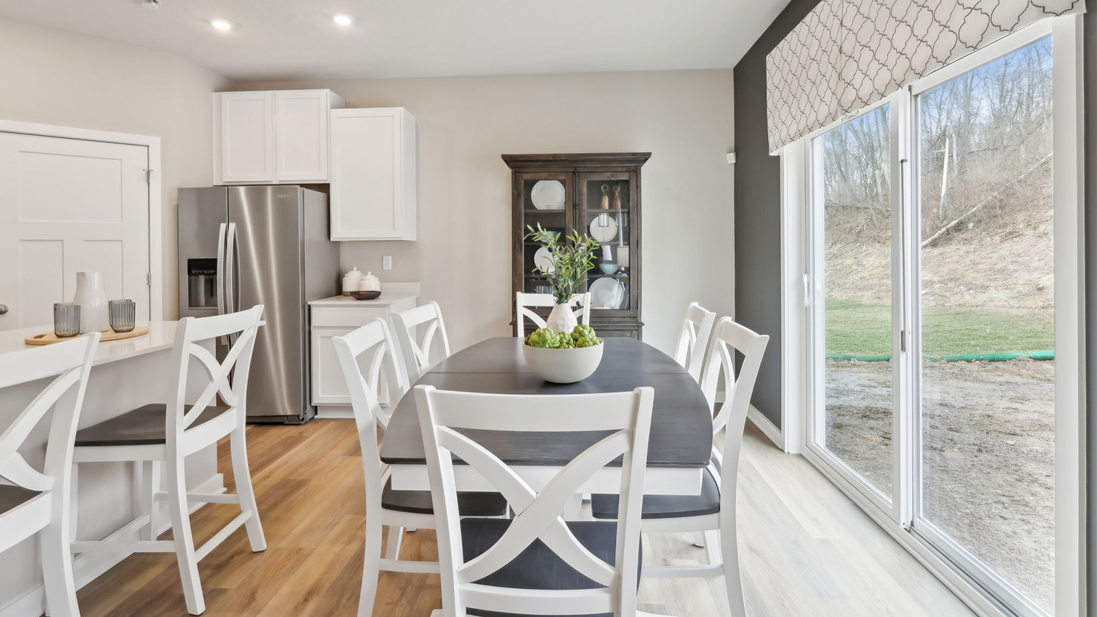 Dining area with sliding glass door
