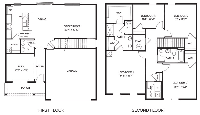 first and second floor