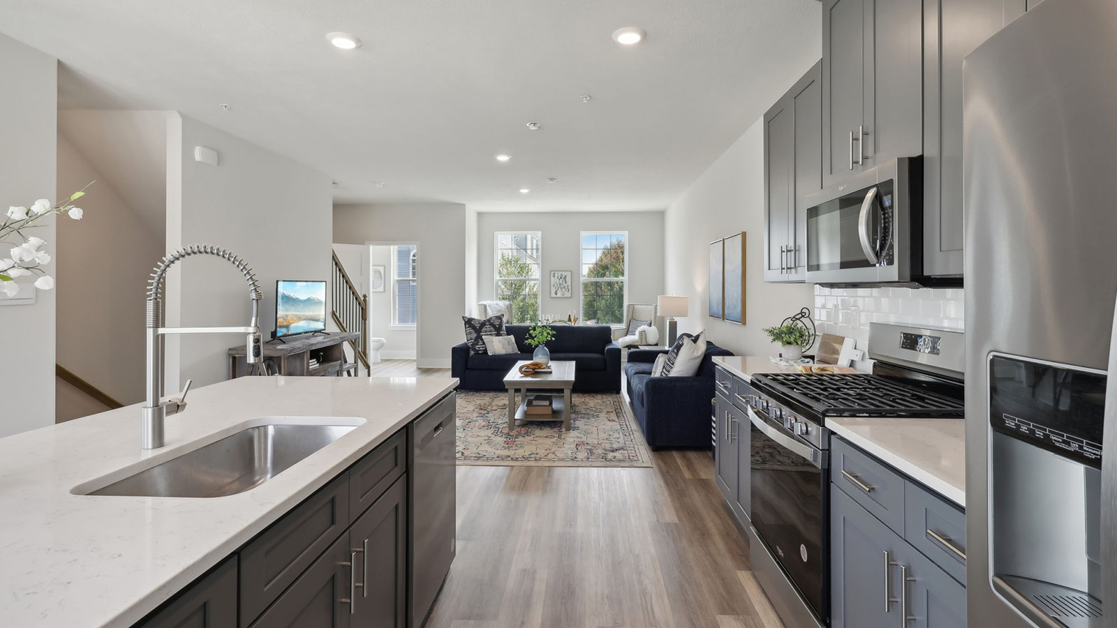 Kitchen with stainless steel appliances