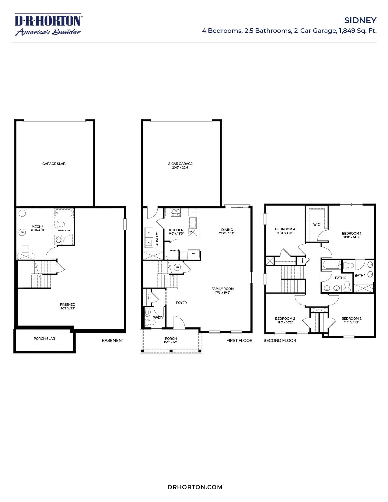 Floor Plan in Newbury Highlands Bridgeville, PA D.R. Horton