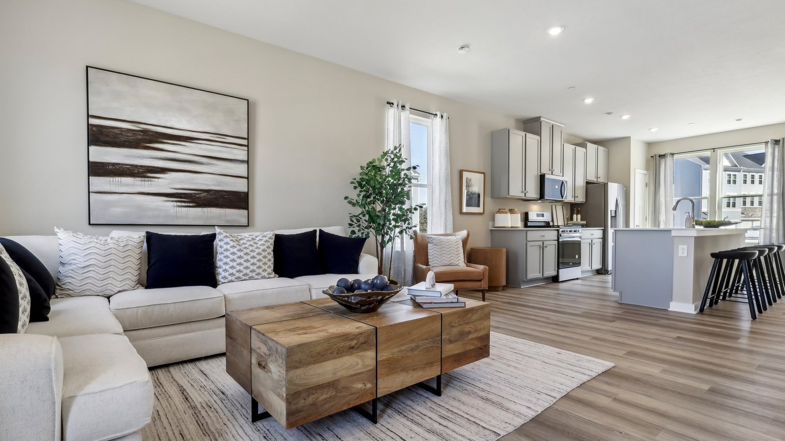 Living room off of kitchen