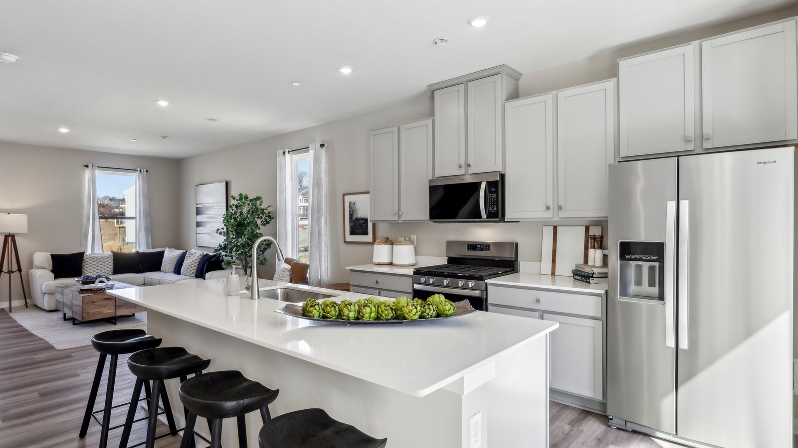 Kitchen into living area