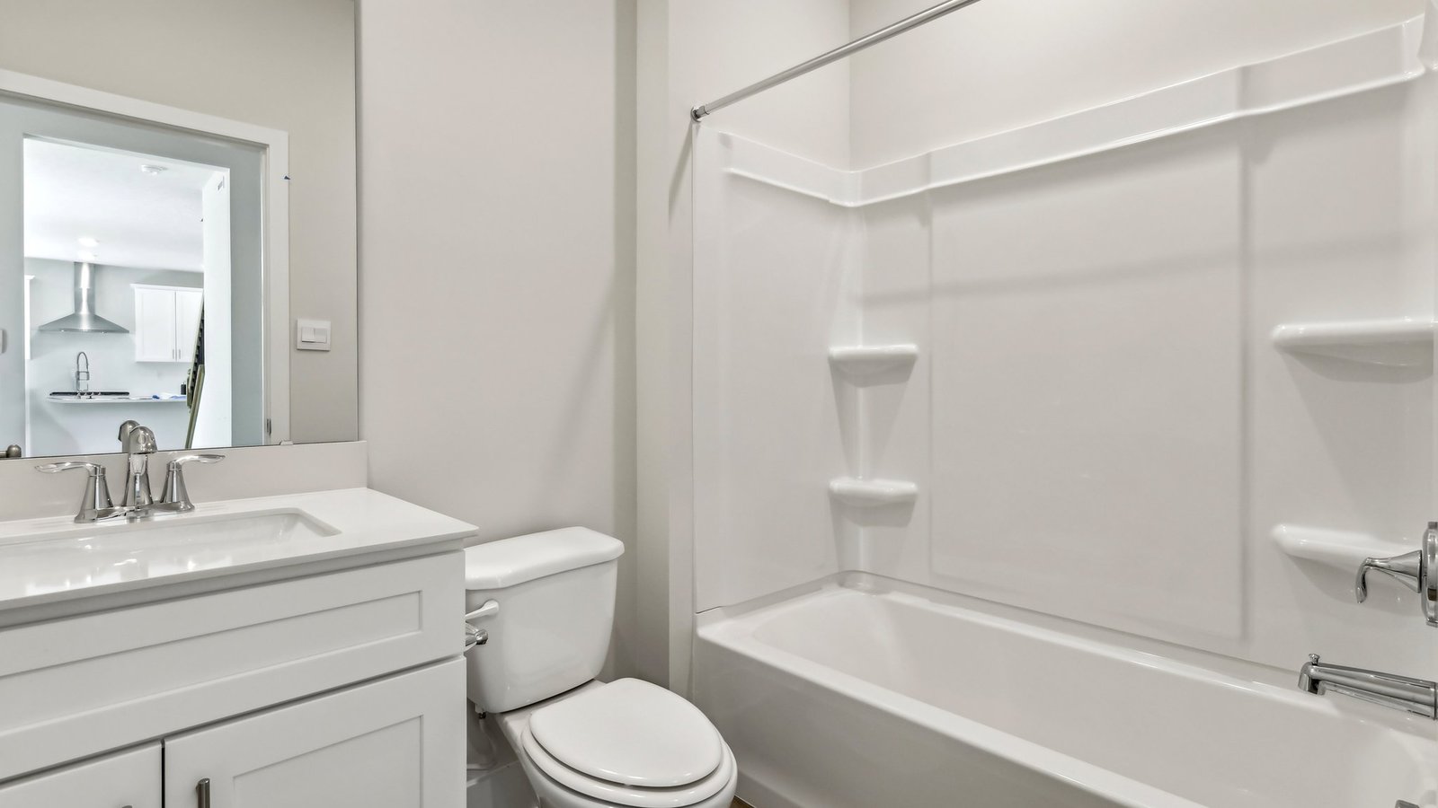Secondary bathroom with double bowl vanity