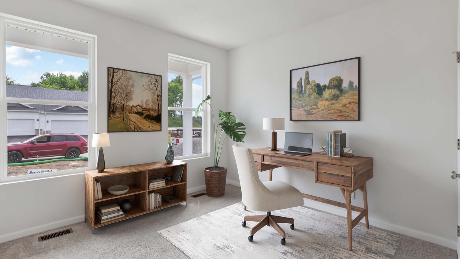 Second room virtually staged as an office
