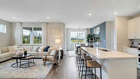 main level living and dining areas