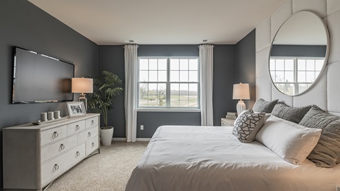 Decorated primary bedroom