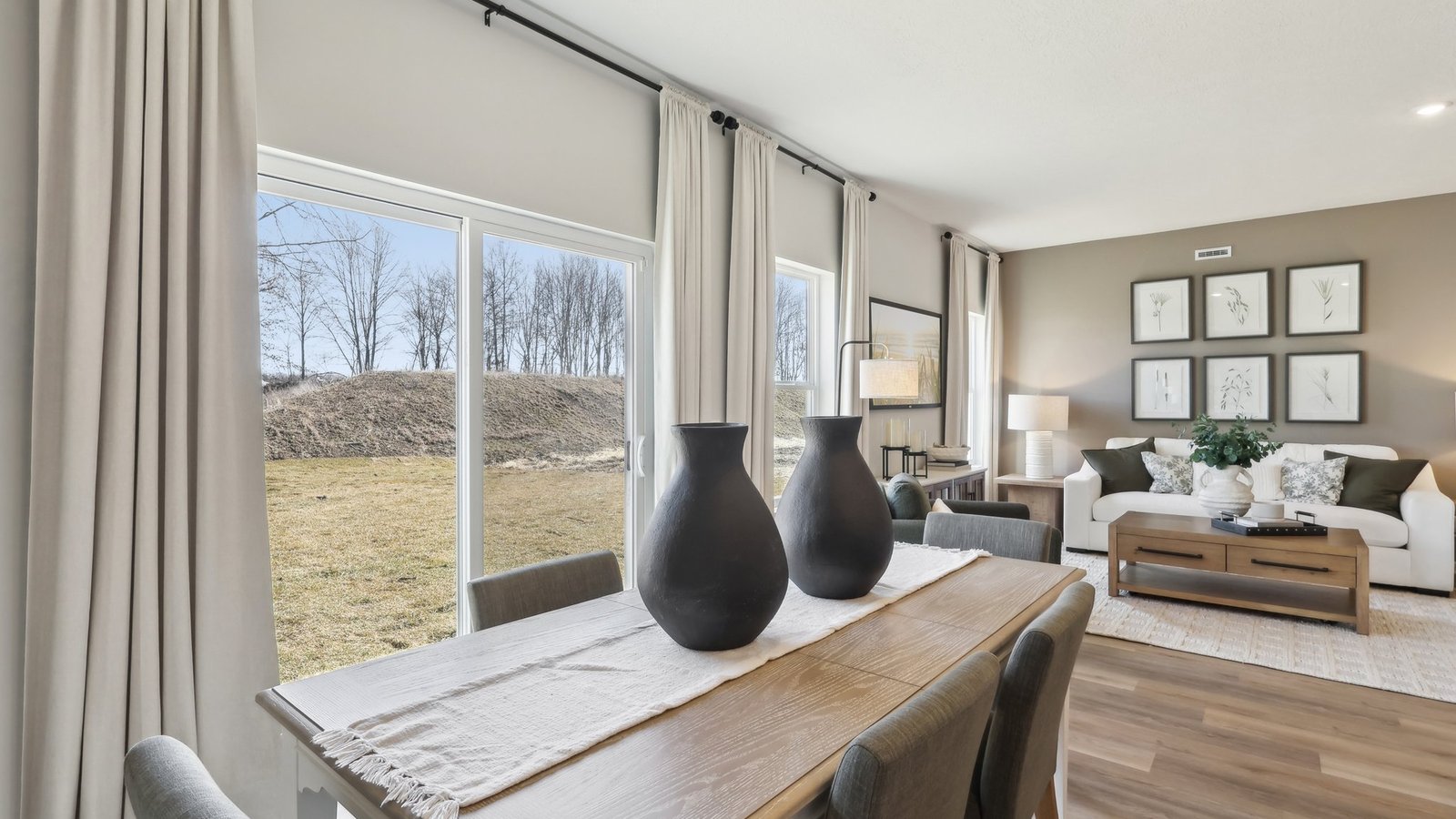 Dining area into living room