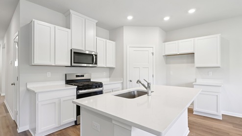 kitchen with oversized island