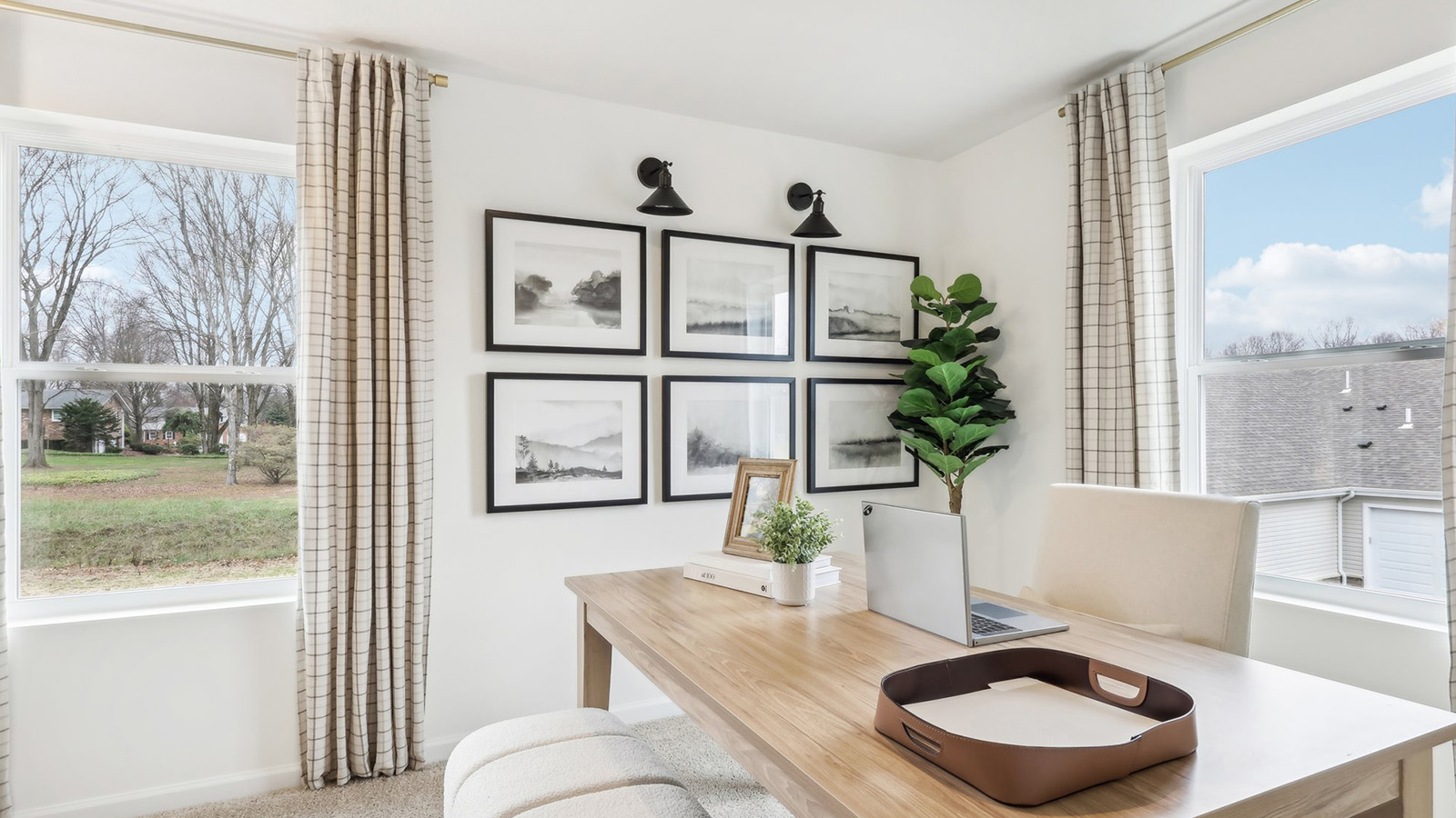 second room staged as an office