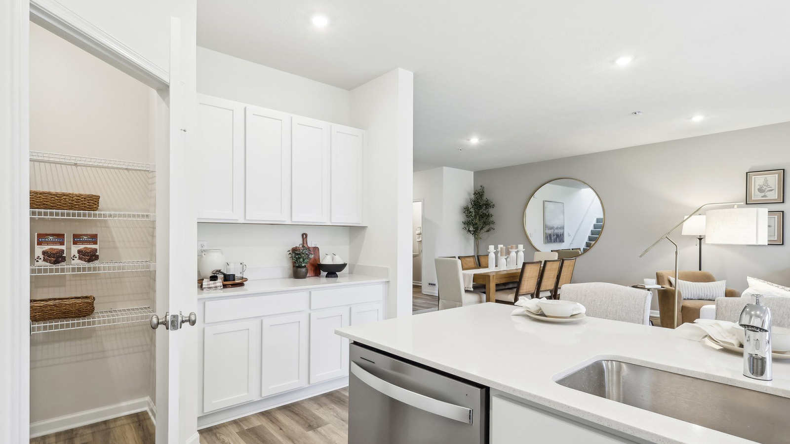 kitchen corner pantry and coffee bar