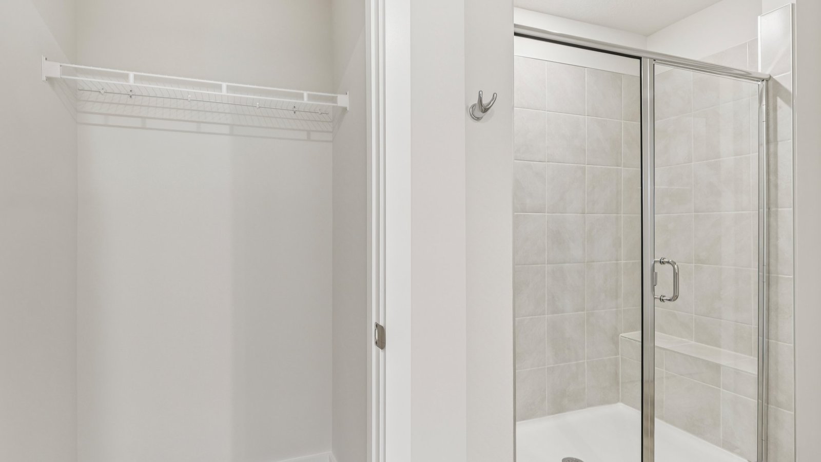 Primary bathroom with glass shower door