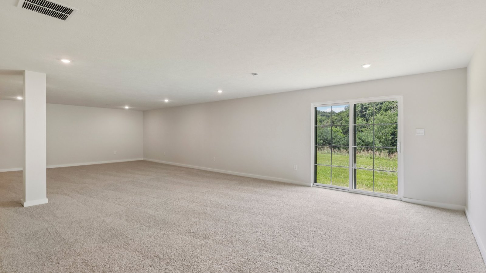Basement with walk out sliding glass door