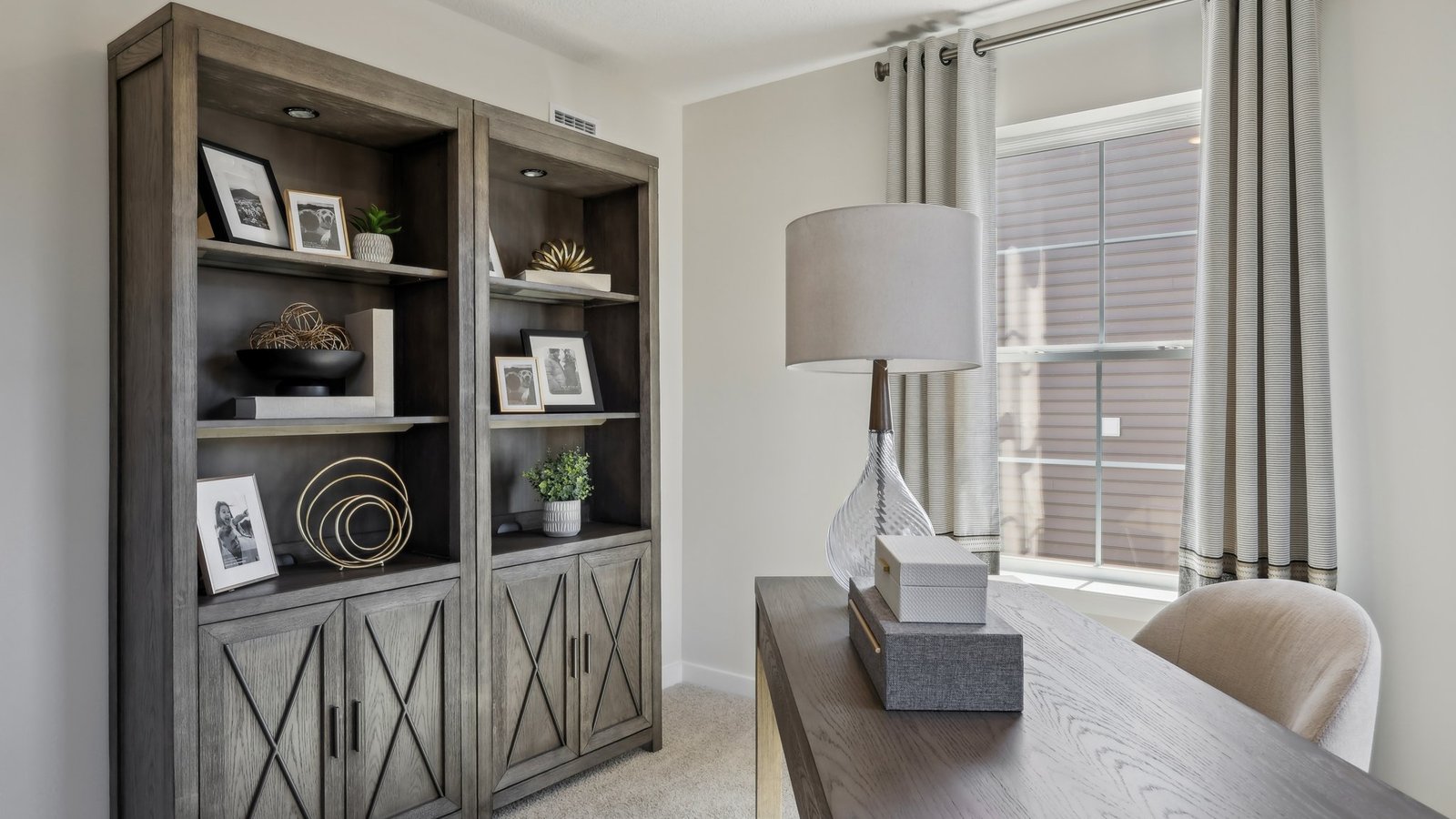 Primary bedroom open room made into an office