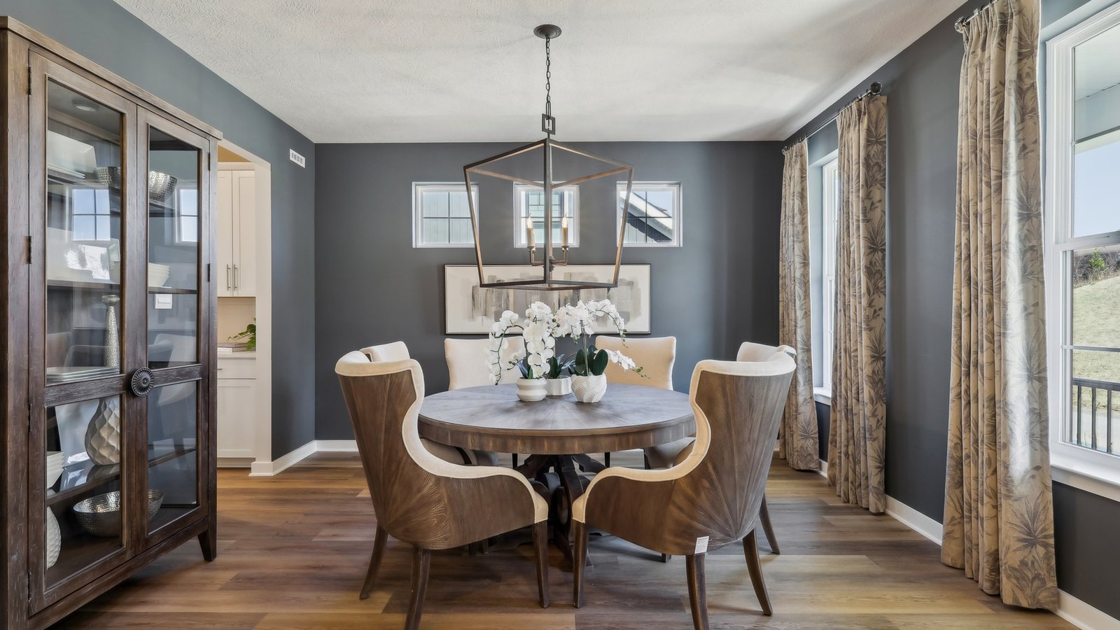 Dining room with large windows